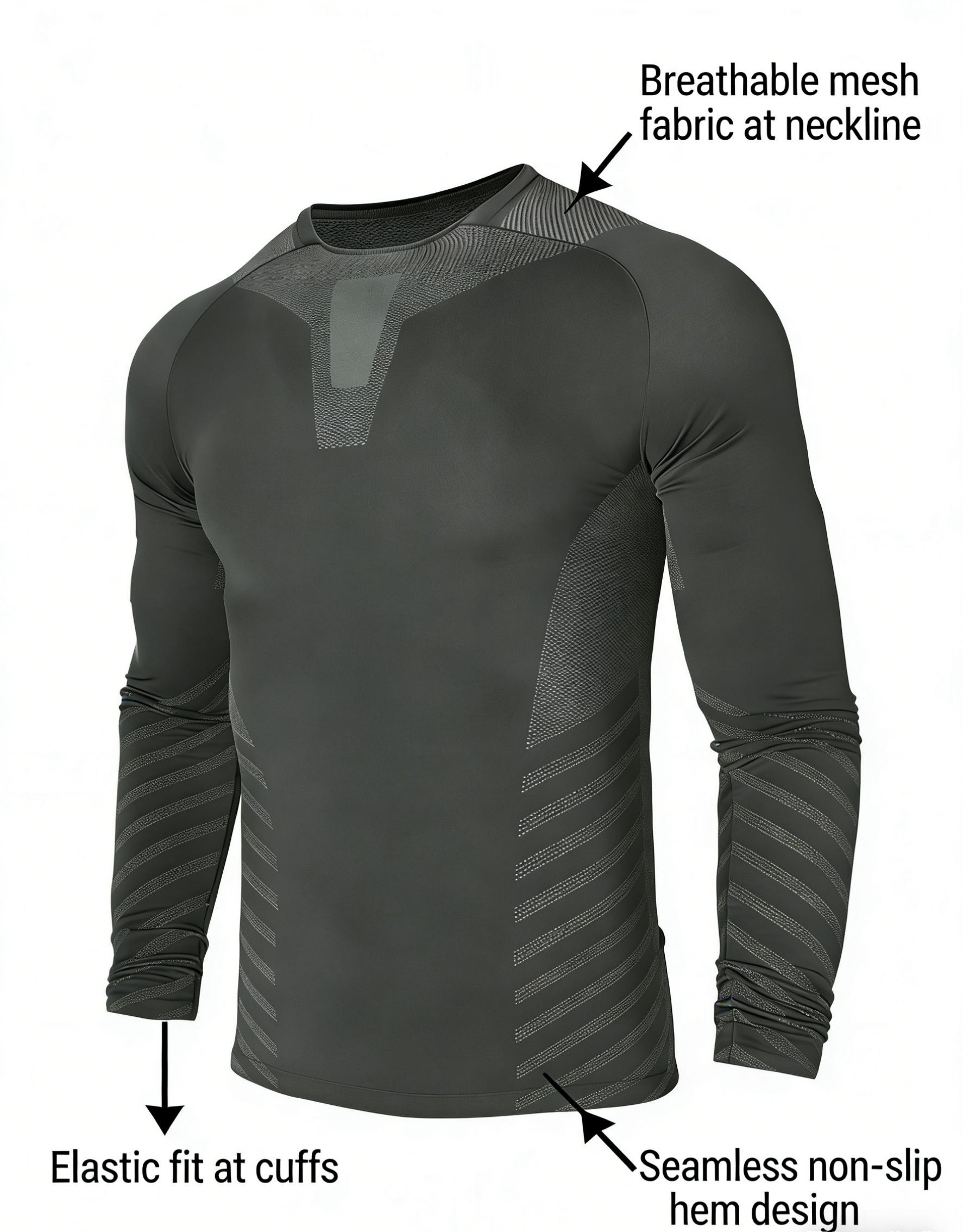 LiveGreat Men's 2026 Spring Autumn T-Shirt, High Stretch Seamless Jacquard Antibacterial Deodorant Sports Tee