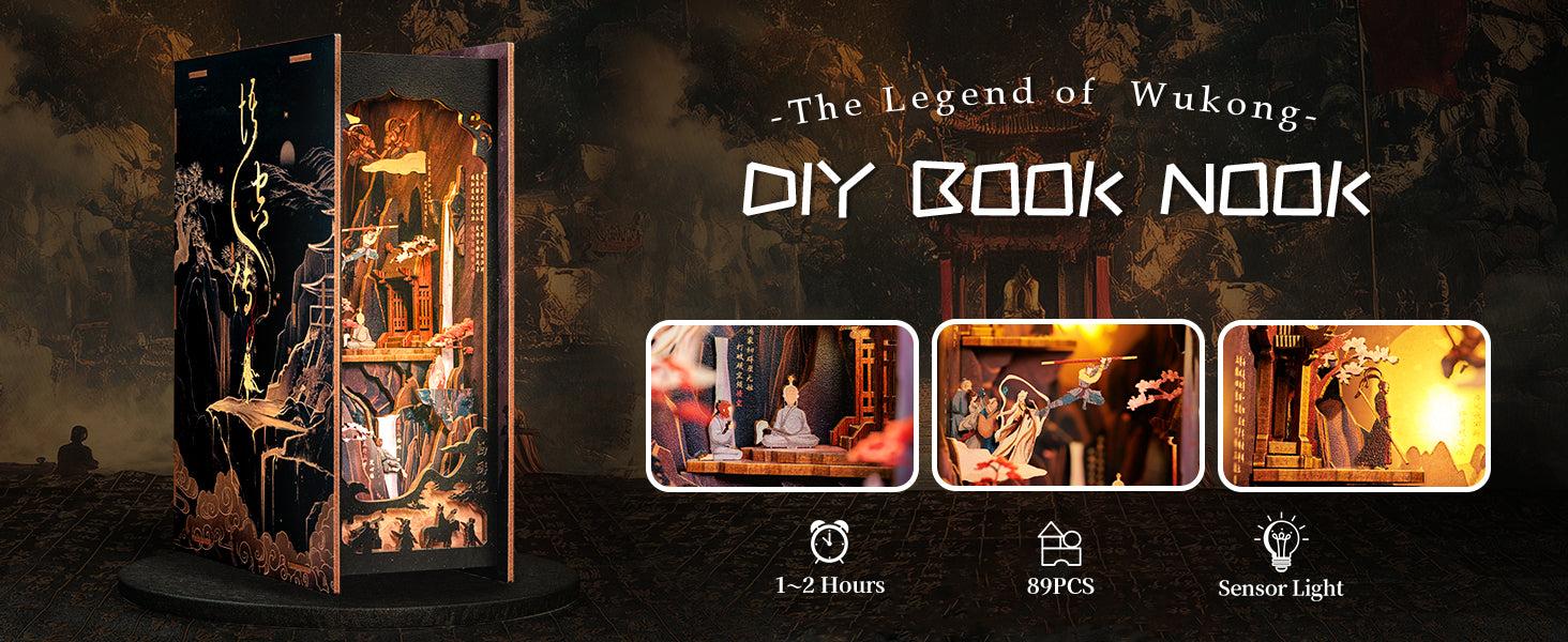 CUTEBEE DIY 3D Book Nook Kit The Legend of Wukong – Miniature Wooden Mythical House Dollhouse, Handmade Tiny House Bookshelf Decor | Holiday, Christmas and Black Friday Gift