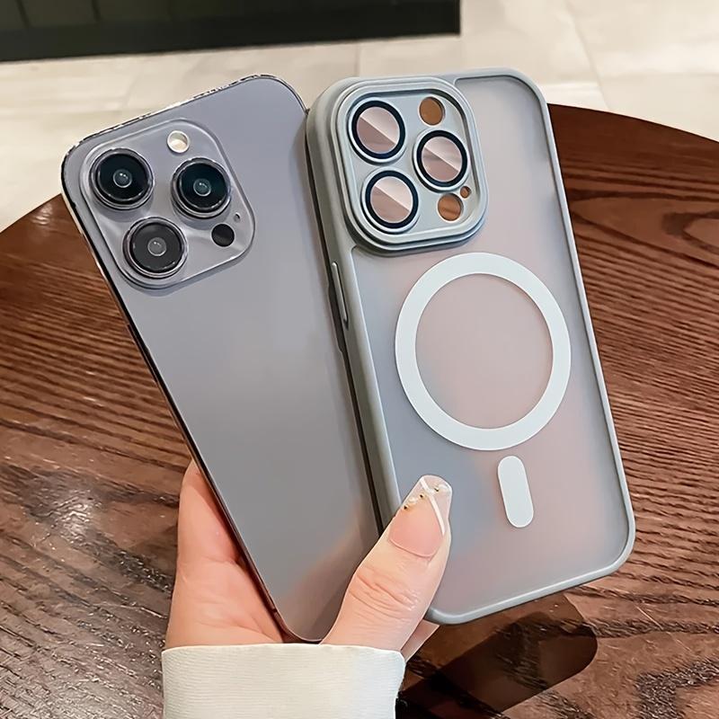 Luxury Magnetic Wireless Charging soft Phone Case for iPhone 17 16 15 14 13 12 11 Pro Max plus Matte Translucent Hard Pc Armor Shockproof Camera Lens Case