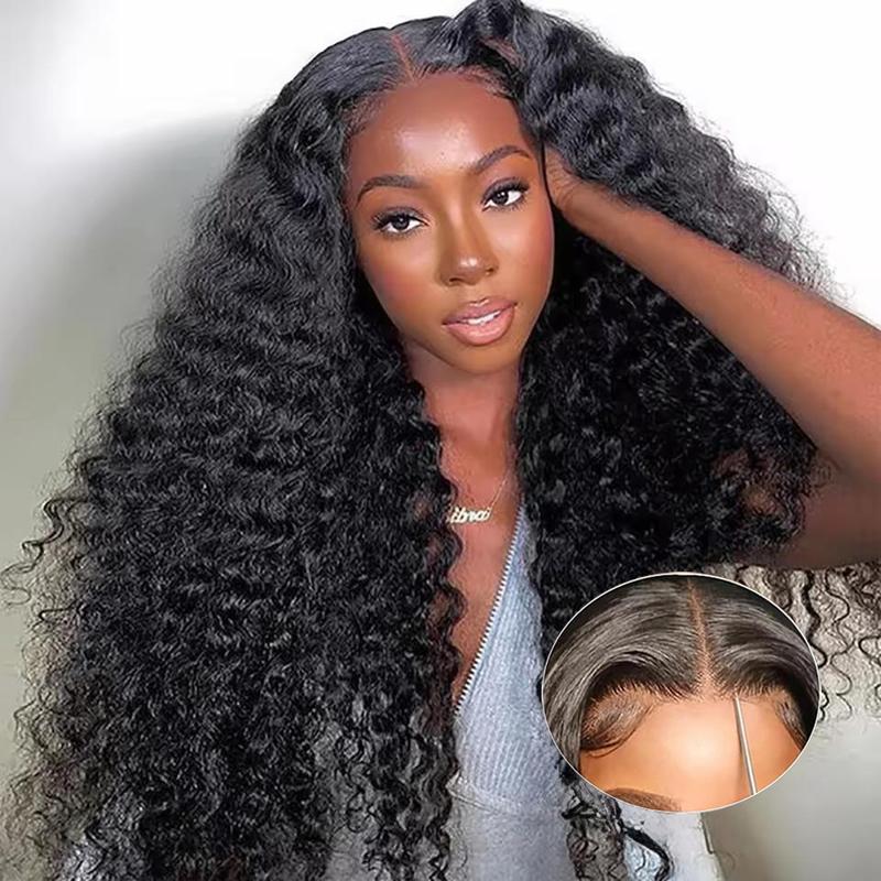 Bling Hair 6x4 7x5 Glueless Deep Wave Lace Wig Brazilian Human Hair Wigs Ready to Wear Transparent 13x6 Pre Cut Lace Frontal Wigs 180 Density Deep Curly Wig TikTokShopBlackFriday