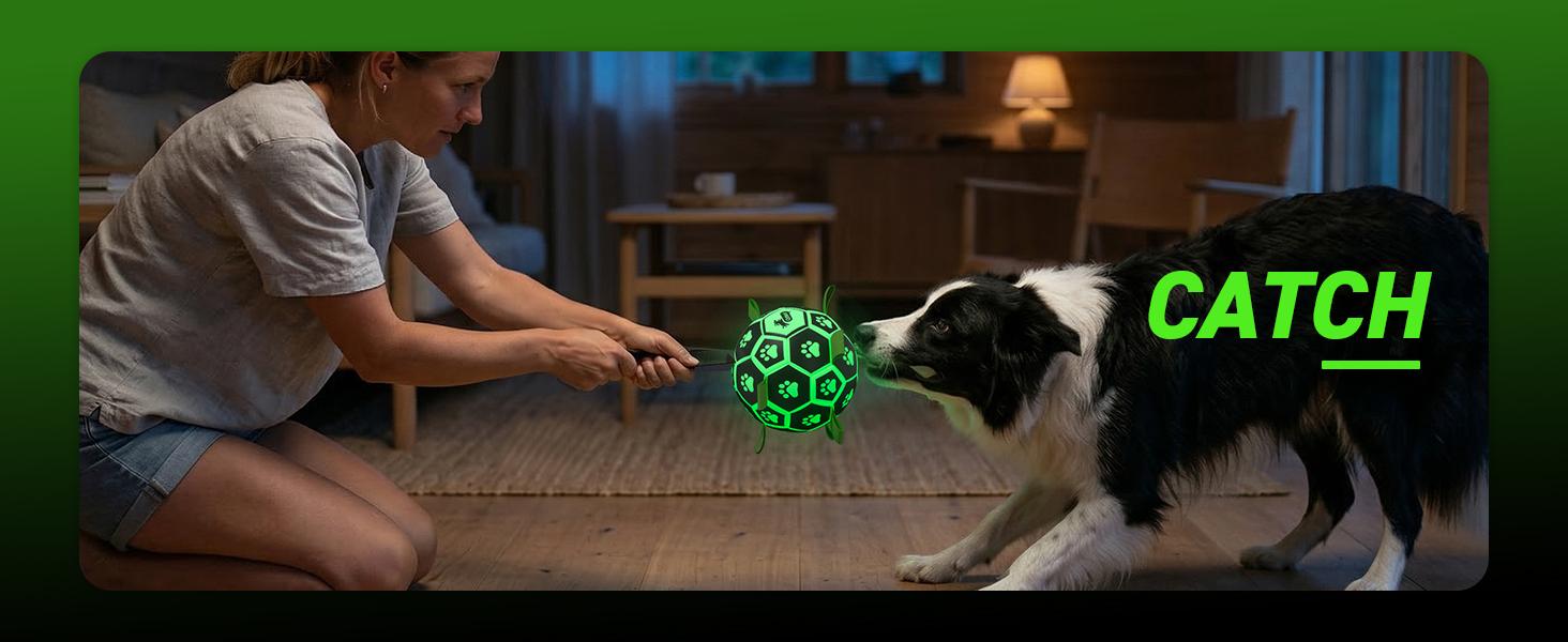 Glow in The Dark Dog Toys Soccer Ball with Straps, Outdoor Interactive Dog Toys Puppy Birthday Gifts, Dog Tug Water Toy, Light Up Dog Balls for Small & Medium Dogs（6 Inch Size 2）