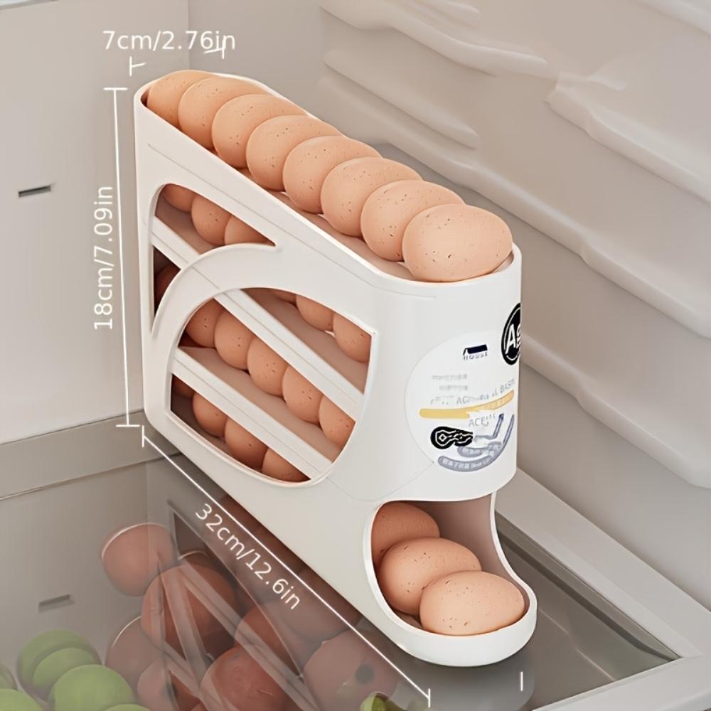 Egg Storage Container, Space-Saving Side-Door Design, Durable Plastic, Large Capacity, Smooth Surface & Easy Grip Handle - Ideal for Kitchen & Fridge Organization, Fridge Organizers, Fridge Egg Holder, Egg Storage Organizer, Refrigerator Accessories