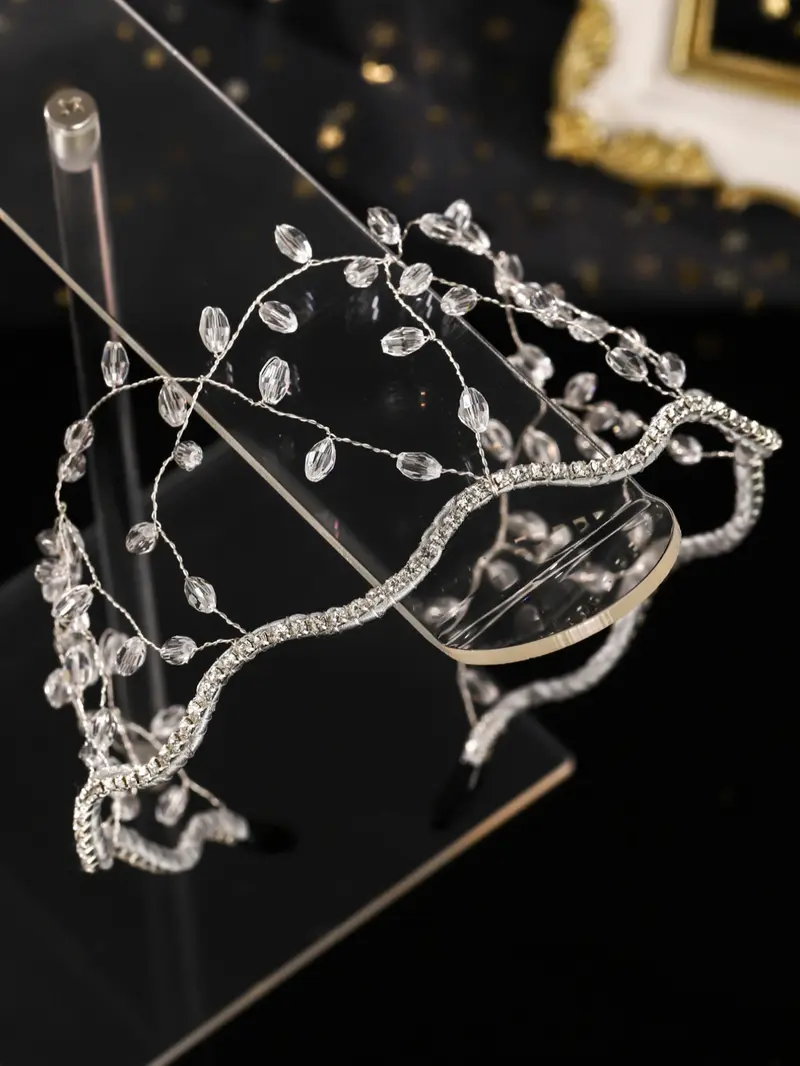 Multicolor Artificial Crystal Leaf Accents Crown Headband Forest Style Forest Theme Bridal Accessory, Bridal Headwear, Unique Artistic Design Tiara for All Seasons, Hairband