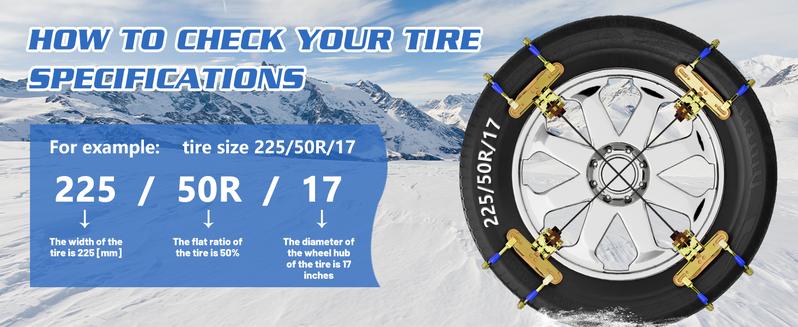 10 Pack Tire Snow Chains, Adjustable Universal for Car SUV Pickup Truck Anti-skid Snow Tire Chains for Tire Width 215-285mm, with Tool Kit