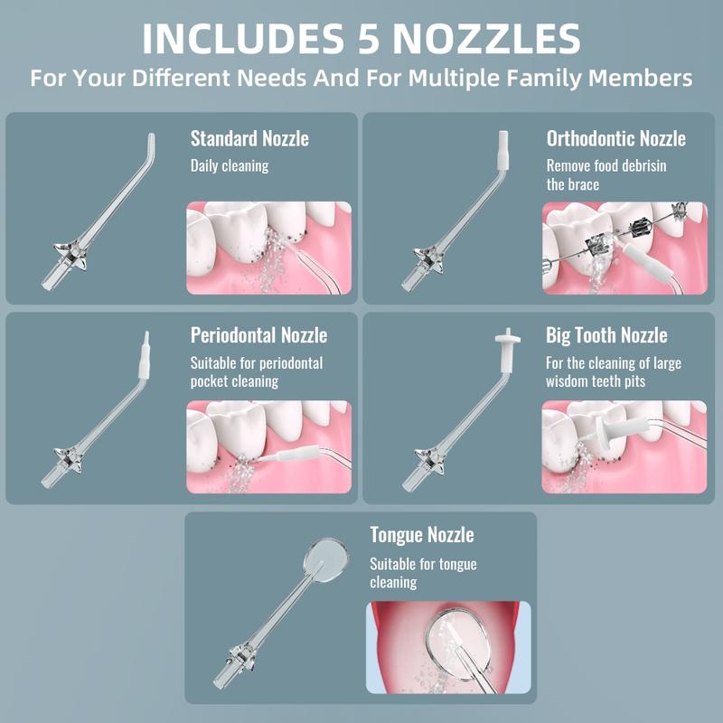 Portable Oral Irrigator 300ML, 3 Modes & 5 Nozzles, Rechargeable Water Flosser, Electric Dental Floss Machine, Cordless Water Flosser, Travel-Friendly Design