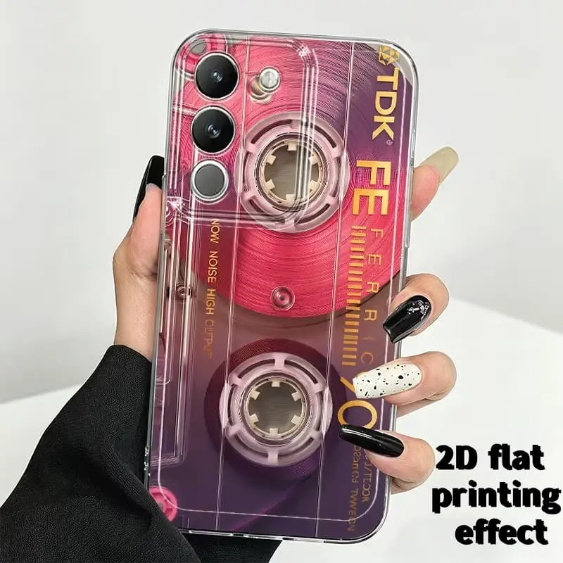 Retro TDK Cassette Tape Mobile Phone Case, 2D Flat Print Vintage Aesthetic Cover, Mobile Phone Accessories
