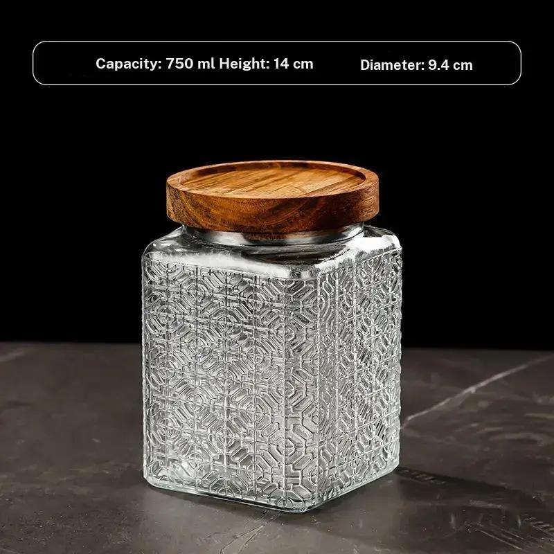 Vintage Begonia Pattern Kitchen Storage Jar, Embossed Glass Sealed Jar, Household Snack and Spice Storage, Wholesale Available