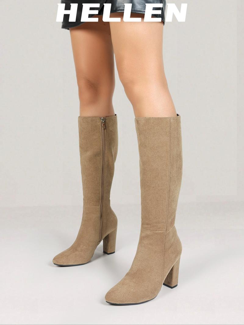 Women's Pointed Toe Knee High Boots, Classic Style, Winter Fashion, High Heel Side Zipper, Elegant Long Boot, Perfect Fall & Winter Shoes