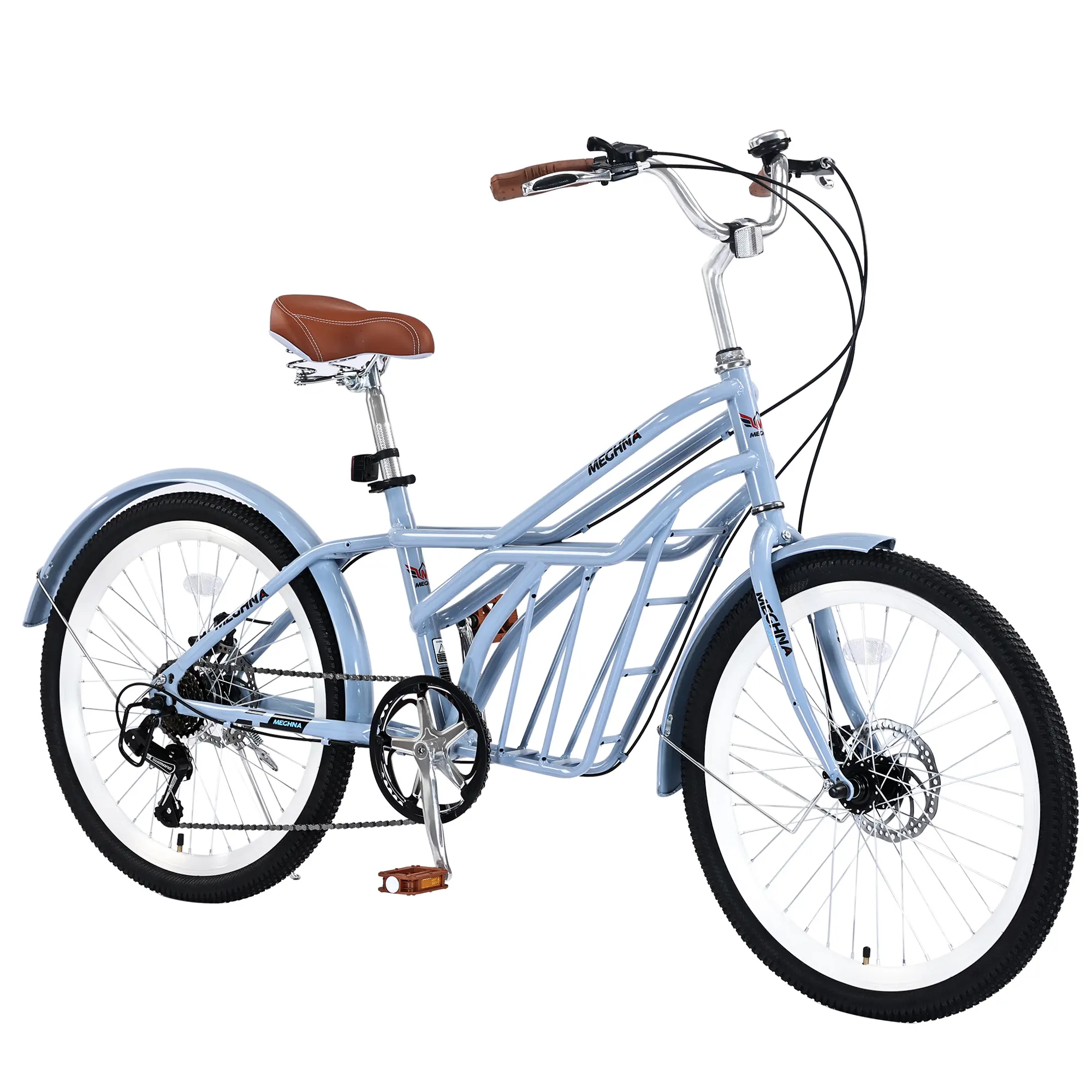 Nokaa 24 Inch Bike for Adults, 6 Speed Commuter Bicycle with Steel Frame, Blue Color, Comfortable City Cruiser for Daily Commuting and Leisure Riding