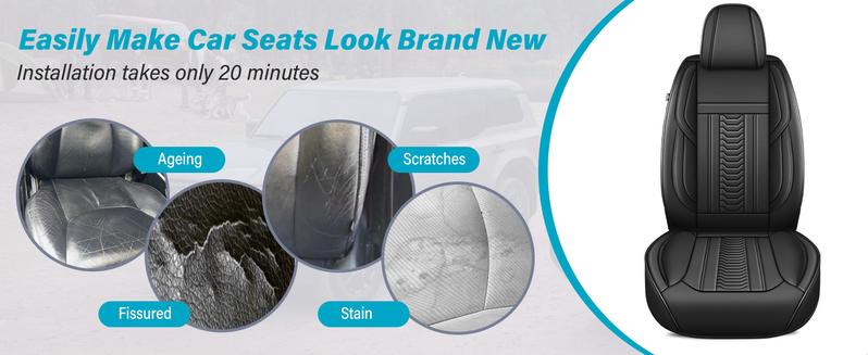 Leatherette Seat Covers for Toyota RAV4 2013-2026 Full Set | 5-Seat Outdoor Ready | Stain-Resistant Breathable | Airbag Compatible Non-Slip Durable Protector