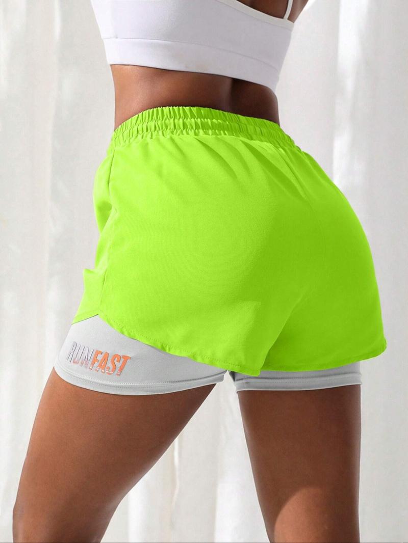 Women's Drawstring High Waist Sports Shorts, Summer Clothes Women, Solid Elastic Waist Shorts, Summer Outfits 2024, Sporty Breathable Quick Drying Shorts, Drawstring Athletic Shorts