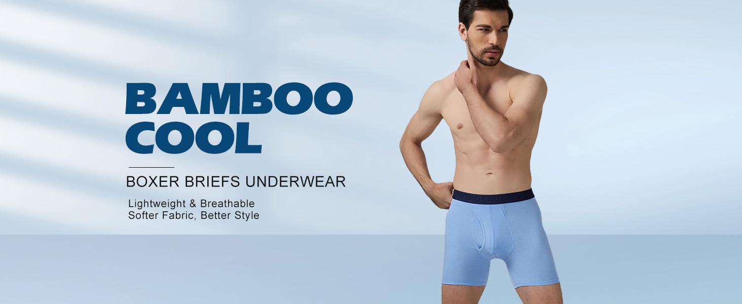 BAMBOO COOL Men's Underwear Breathable Boxer Briefs with Fly Moisture-Wicking Lightweight Underwear 4 or 7Pack High-Quality Viscose Spandex Blend S-3XL Sizes Undergarments Classic SpringStatements
