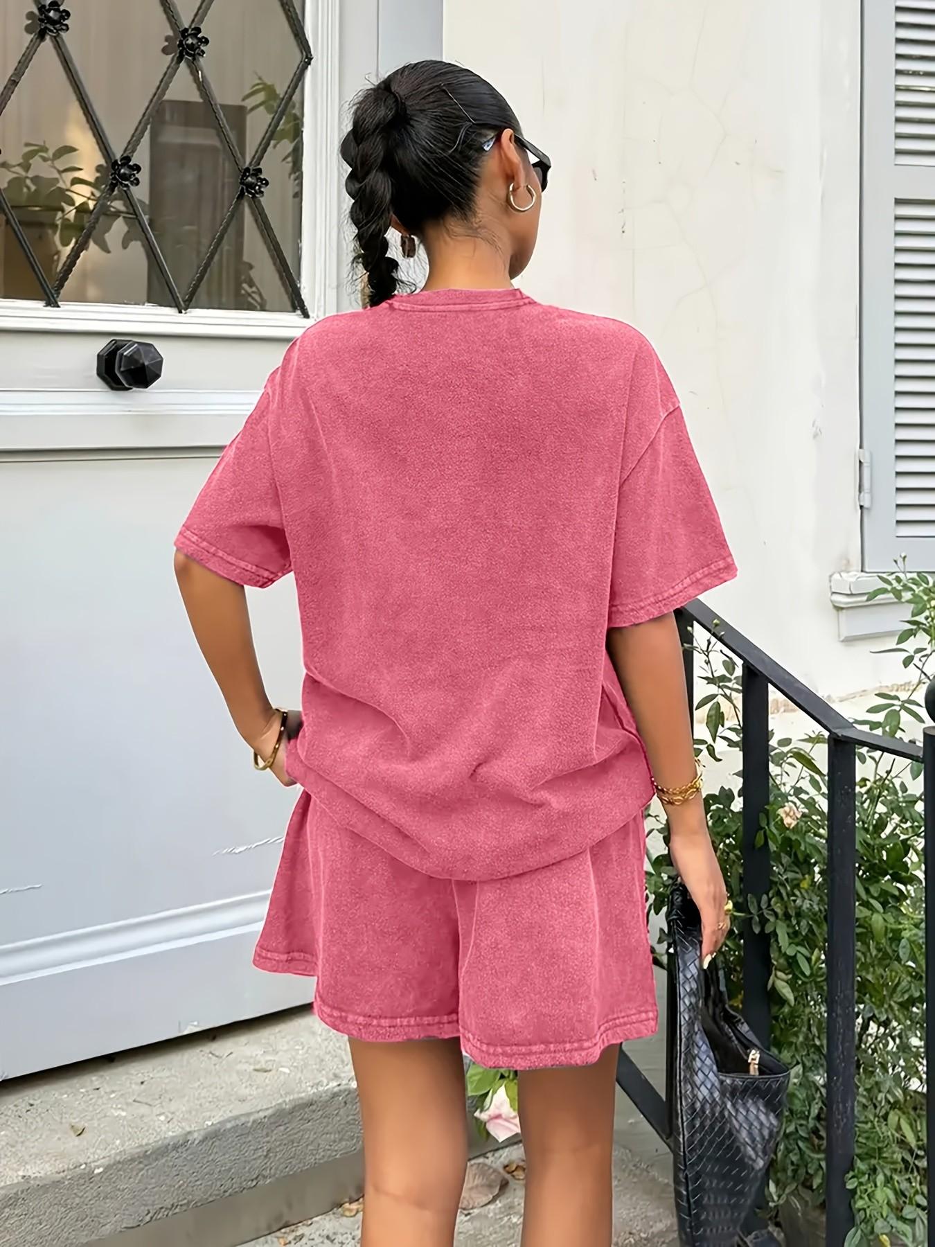 Matching set featuring a washed, distressed texture and a unique "Black girl" portrait print; durable and built for frequent daily wear. Loose, casual fit—perfect for effortless styling, whether lounging at home or heading out. Round neck Women