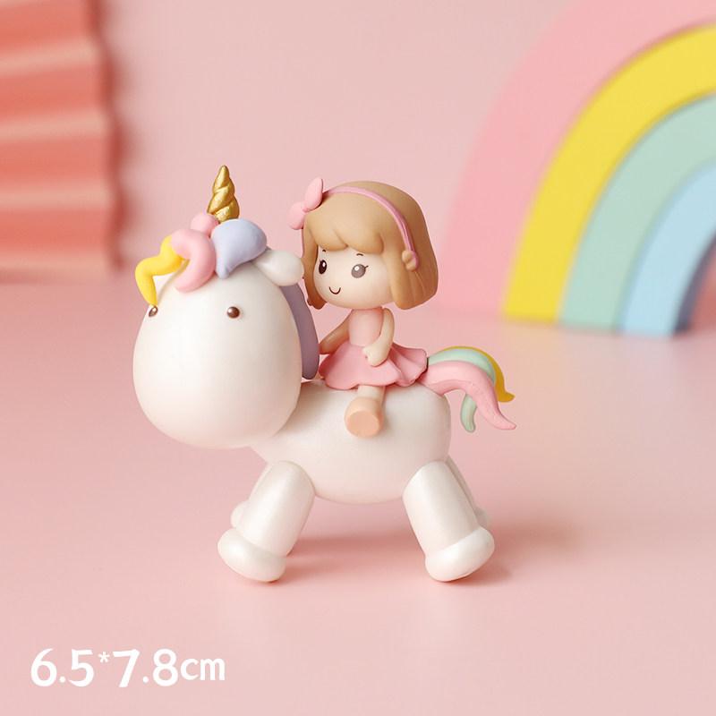 Daughter Birthday Cake Decoration Unicorn Girl Cartoon Cute Rainbow Insert Card Decorations Sweet Dessert Table Home Ornament