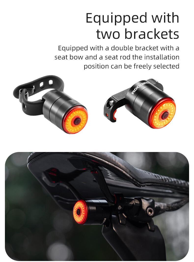ROCKBROS Bike Taillight Rechargeable Waterproof Smart Auto Brake Sensing Rear Light Q5Mini LED Bike accessories