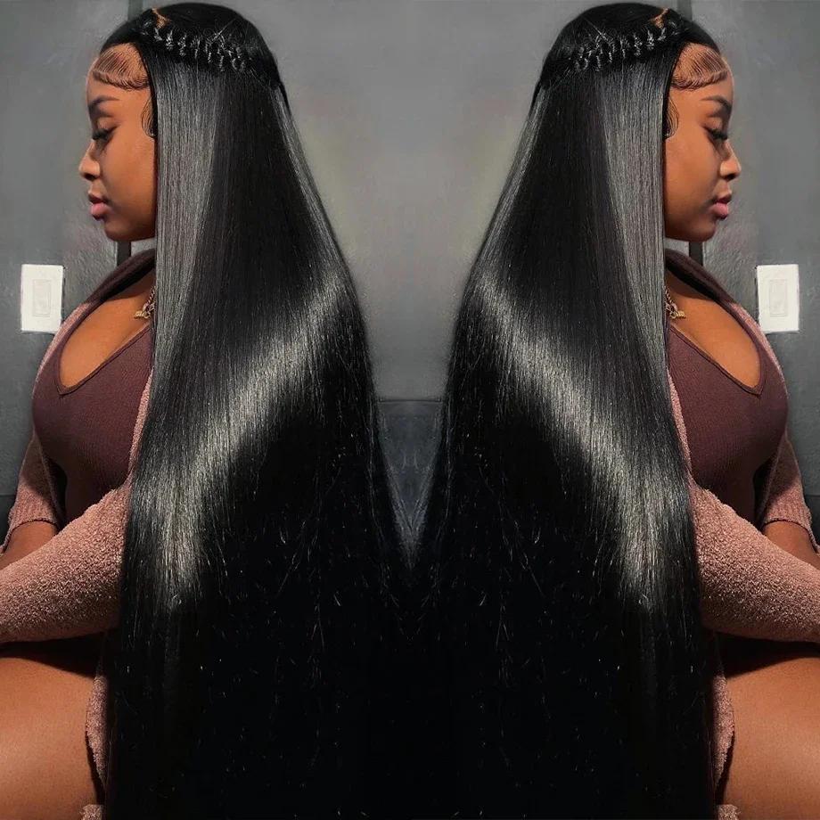 Bling Hair Straight 13x6 Hd Lace Front Wigs Human Hair 180 Density 13x4 Transparent Lace Frontal Wigs with Baby Hair Natural Hairline Long Straight for Black Women Natural Color FallFreshness