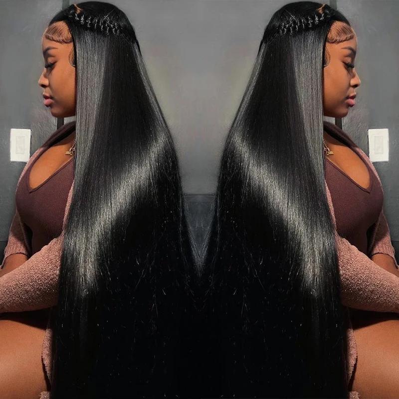 Bling Hair Straight 13x6 Hd Lace Front Wigs Human Hair 180 Density 13x4 Transparent Lace Frontal Wigs with Baby Hair Natural Hairline Long Straight for Black Women Natural Color FallFreshness