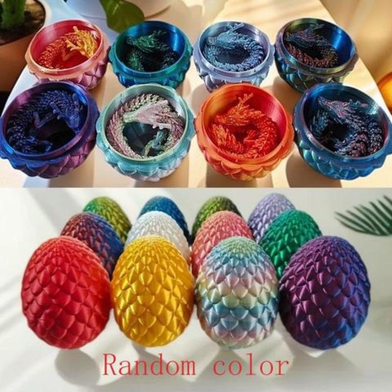 3D Printed Crystal Dragon and Egg Set, Jointed Dragon Figurine Creative Gift, Openable Dragon Egg Set Cute Pet Dragon Handmade Toy, Collectible Figurines, Collectible Room Decor