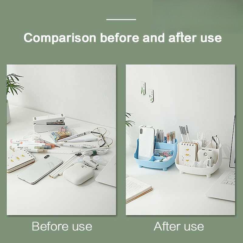 Multifunctional Large Capacity Desktop Organizer, Makeup & Stationery Storage Box with Multiple Compartments, Dustproof Portable Case for Dorm, Office, School Supplies