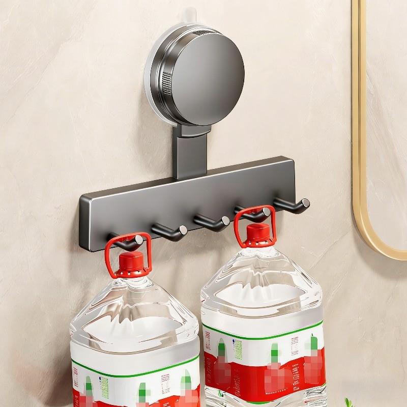 5 Hook Suction Cup Hooks, No Drilling, Waterproof, Reusable, Bathroom Door Hanger, Kitchen Utensil Holder, Luxury Towel Rack