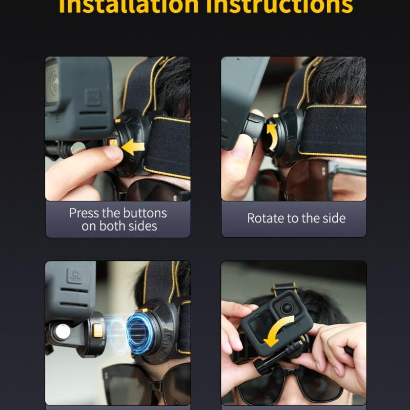 Adjustable Headwear Phone Camera Mount, First-Person View Shooting, Unboxing Camcorder Live Headband, Sports Camera Quick Release Headband