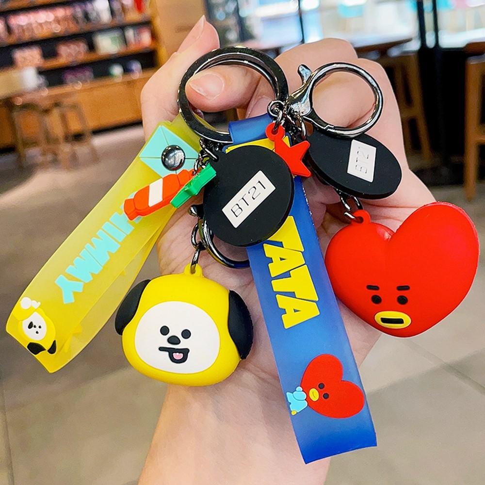 Anime Cartoon BT21 Shooky Cooky Flatback Charm Pendant Set Toy Kawaii Popular Doll Y2K Fashion Cute Backpack Keychain Pendant Gift for Girls - Adorable Character Designs for Collection or Decoration