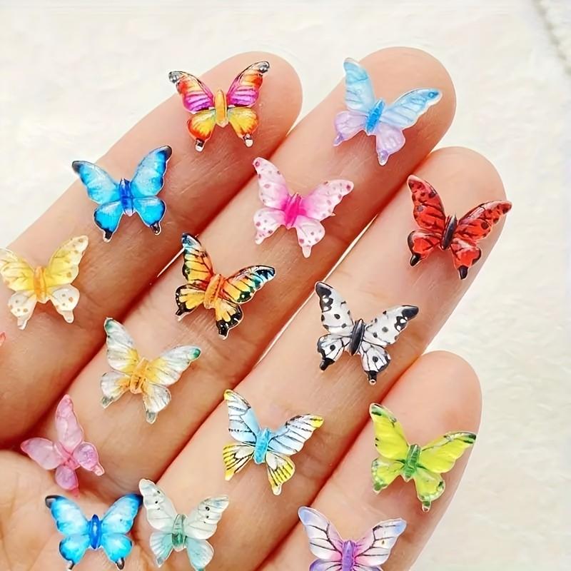60 Mini Resin Butterfly Decorative Beads, Multicolor Insect Theme Accessories, DIY Crafts, Nail Art, Hair Clips, Jewelry Making, Christmas Decoration