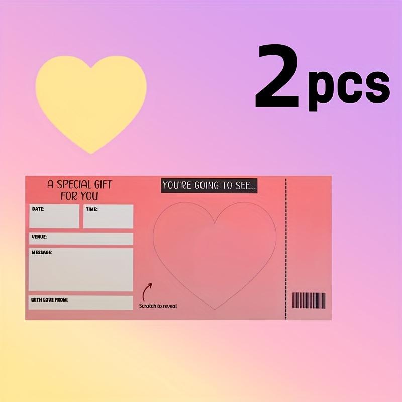 Creative Scratch-Off Surprise Cards, Romantic Heart-Shaped Gift Card, Customizable Date/time/location, Perfect for Valentine's Day & Anniversaries