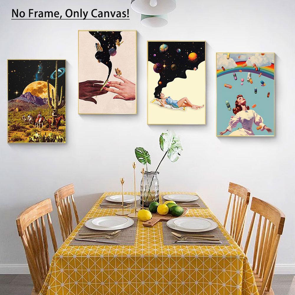 Modern Art Canvas Painting without Frame, 1 Count Colorful Pattern Wall Art, Wall Decor for Home Living Room Bedroom Office, Home Decor