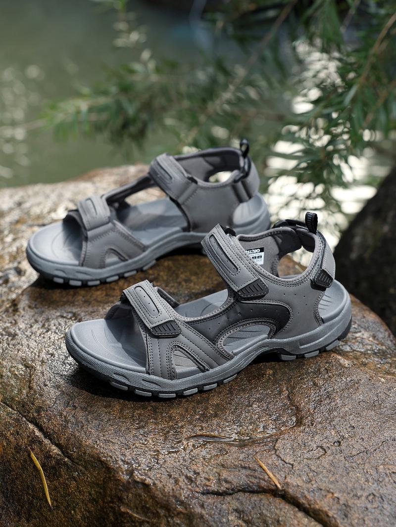 Men's Large Size Sport Sandals, Summer Casual Beach Shoes, Fashionable Men's Velcro Slippers, Durable Design, Comfortable Stylish Footwear, Hiking Sandals