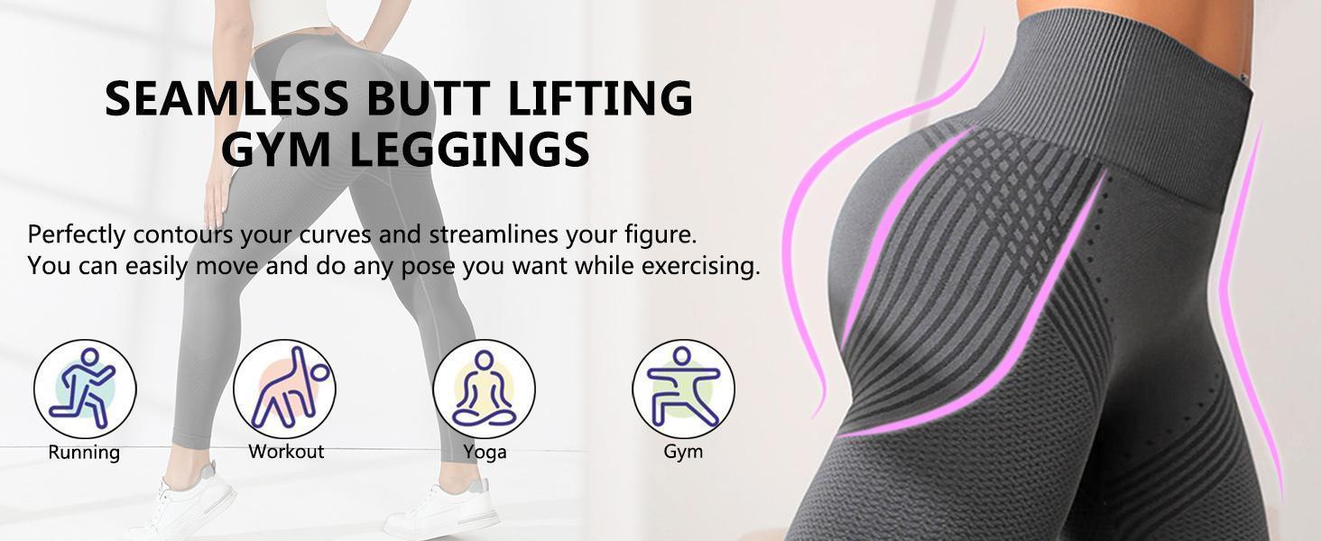 RICH BRIA 3D Scrunch Butt Lifting Leggings - High Waisted Compression Seamless Tummy Control Butt Sculpting Workout Pants Anti Cellulite Yoga Tights for Women - Firm & Smooth Gym Activewear XS-4XL