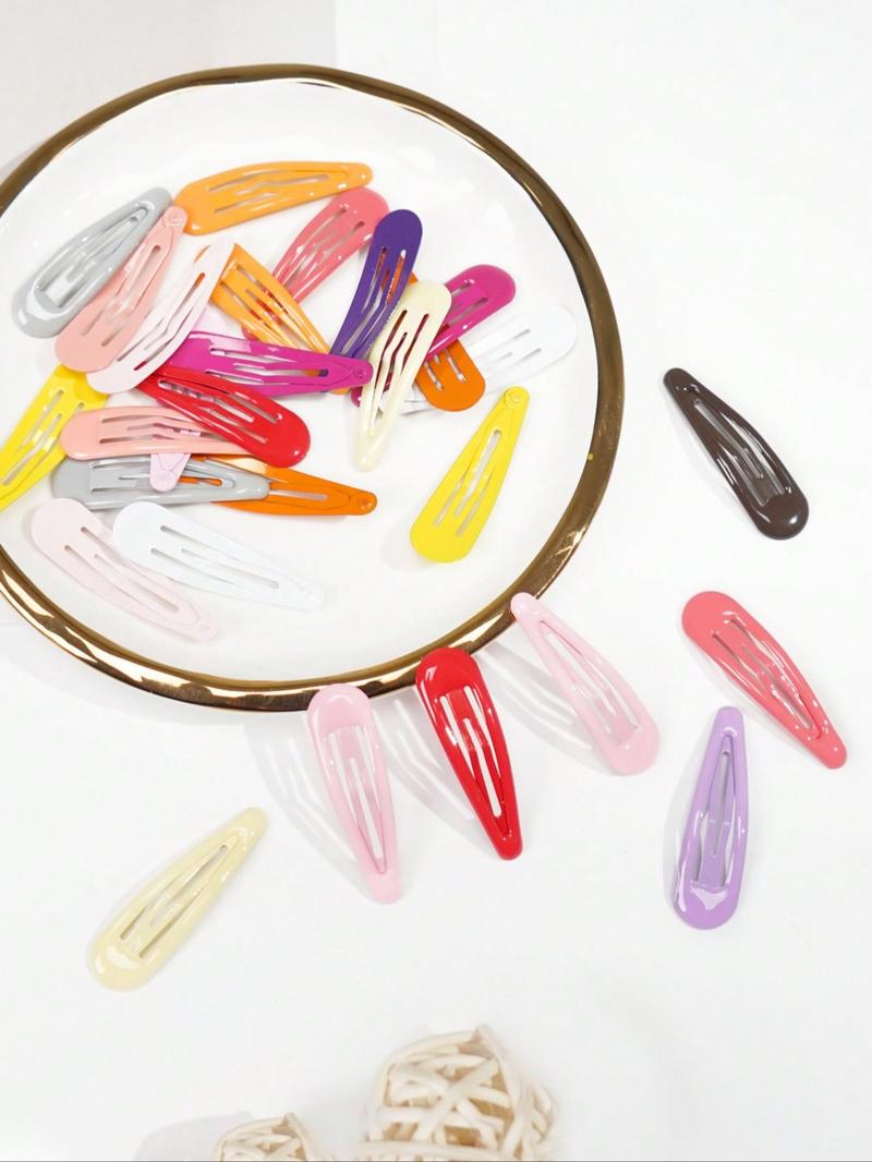 50PCS Metal Snap Hair Clips in Random Rainbow Colors, Bulk Barrettes Set for Girls Kids Toddlers, No-Slip Candy Color Hair Accessories for School