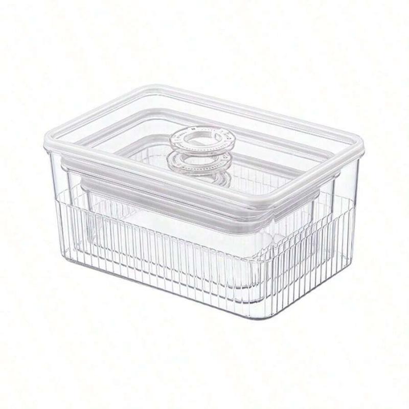Stackable transparent food storage boxes with lids, refrigerator organizers, leak-proof refrigerator food storage boxes, suitable for storing fruits, vegetables and prepared food, Stackable Storage Container