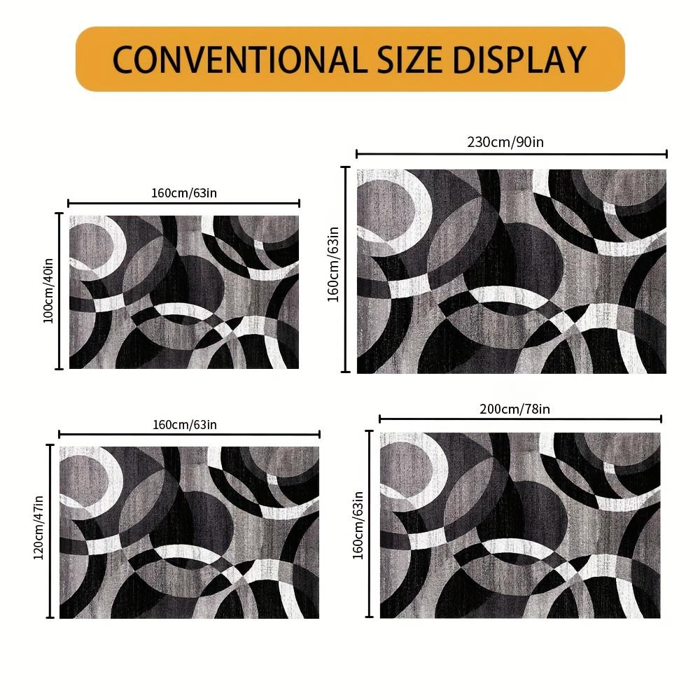 Abstract Rectangular Ring Rug: HD Printed, Double-Locked Edge, Machine-Washable, Non-Slip. Ideal for Home Rooms & Christmas Gifts, Modern Geometric Pattern Rug