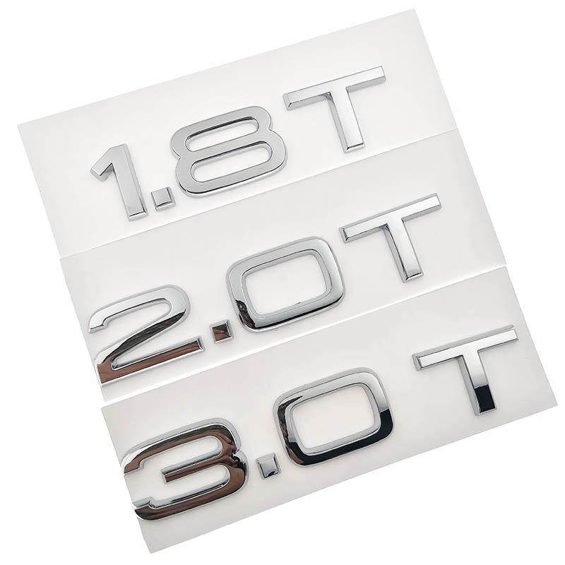 1.8T 2.0T 3.0T 3.2 3.6 4.2 A3 A5 A7 A4L A6L A8L Letter Number Chrome Emblem Car Trunk Discharge Capacity Badge Logo 3D Sticker