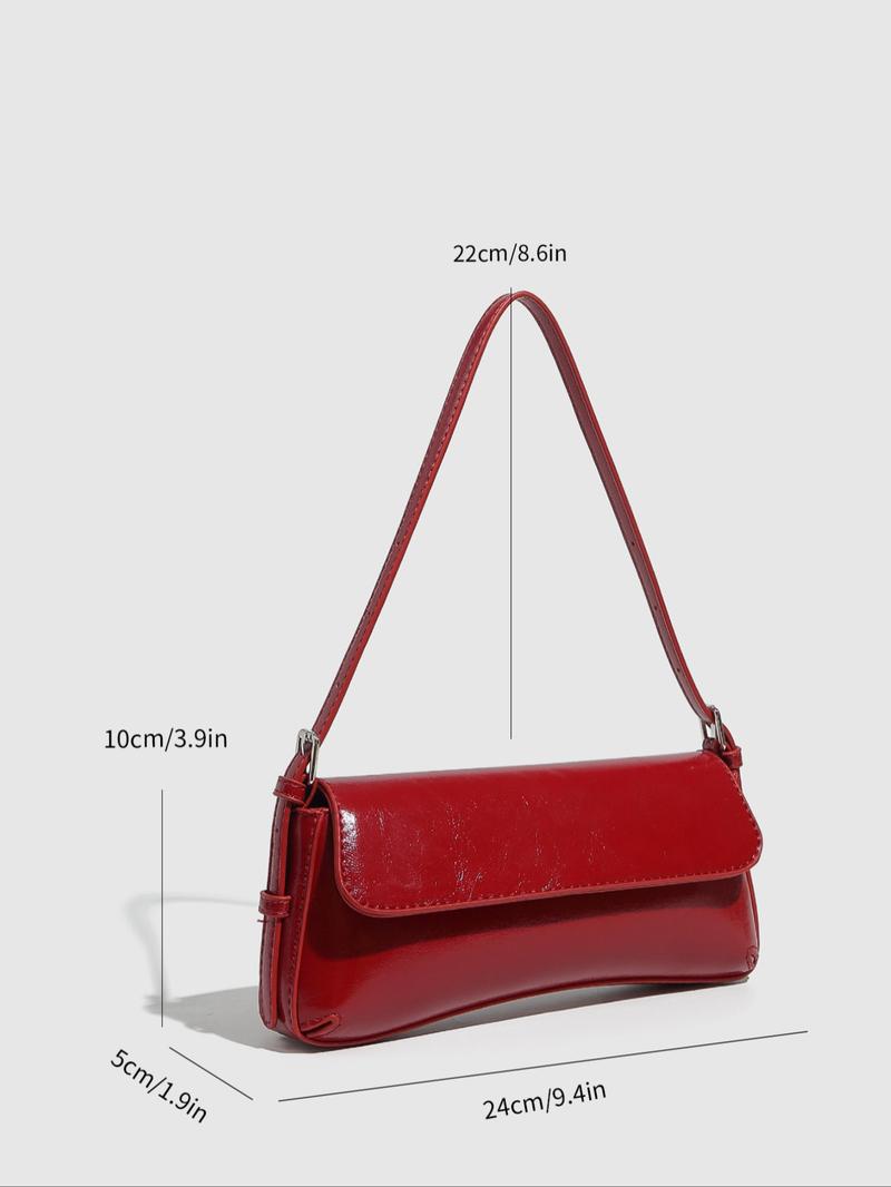 Women's Solid Color PU Leather Shoulder Bag, Fashionable Shoulder Bag for Daily Used, Casual Trendy Versatile High-quality Daily Commuting Bag, Elegant Bags