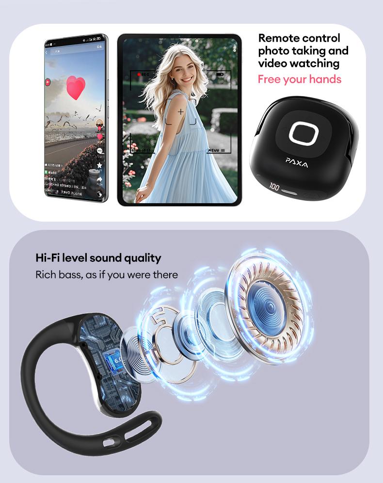 T7 TWS Bluetooth Remote Control Earbuds for Short Videos Viewing & Camera Remote HIFI Stereo Audio Headphones Compatible with Various System Electronic Headset