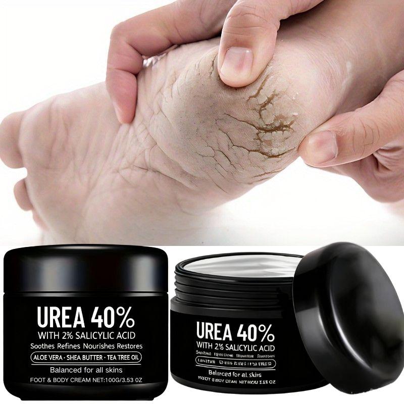 1pc 40% Urea Foot Cream for Cracked Heel - with Tea Tree Oil, Hyaluronic Acid & Shea Butter - Intense Moisturizer, Dead Skin Remover, Non-Greasy, Hypoallergenic Formula for All Skin Types