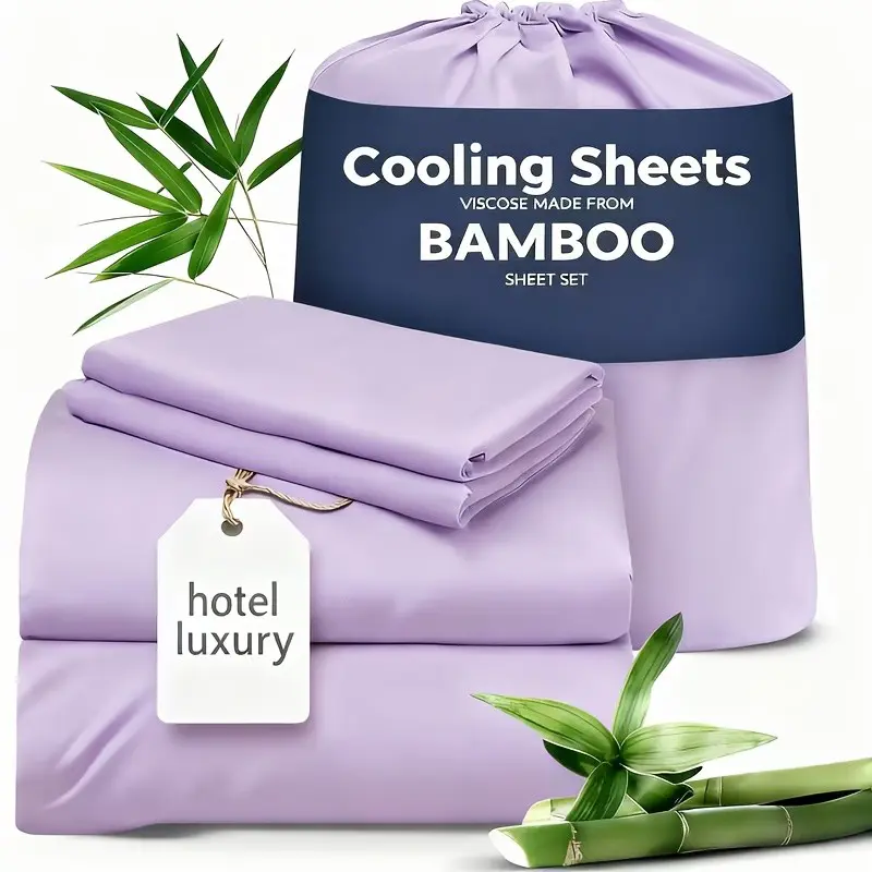 OS OMYSTYLE Bamboo Queen Bed Sheet Set | 18 Inch Deep Pocket Fitted Sheet, Ultra Soft Cozy Lightweight & Airy Bedding Sheets Includes 2 Pillow Cases for Everyday Sleeping
