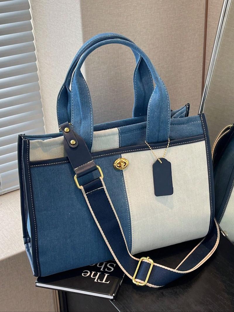 Women's Denim Tote Bag, Casual Versatile Shoulder Bag for Daily Used, Trendy All-match Ladies Purse Bag for Teen Girl Women College Student, for Students and Outdoor, Tote Bag for Women, Handbag Shoulder Bag