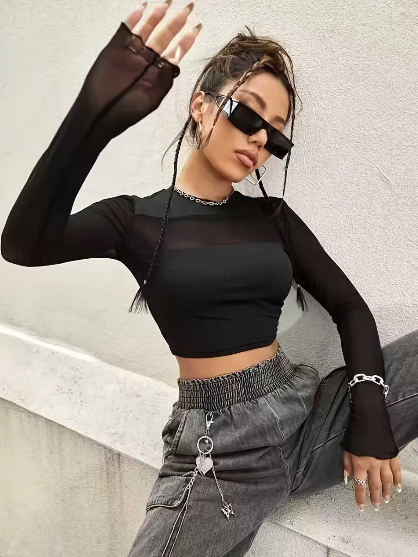 Women's Mesh Patchwork Short Sleeve Top, Casual Summer Fashion, Breathable and Lightweight, Perfect for Daily Wear