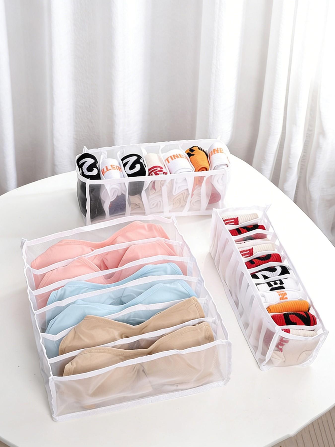Foldable Underwear Storage Box, Drawer Style Divided Organizer Bag, Socks Bra Panties Separated Compartment, Clothing Organiser
