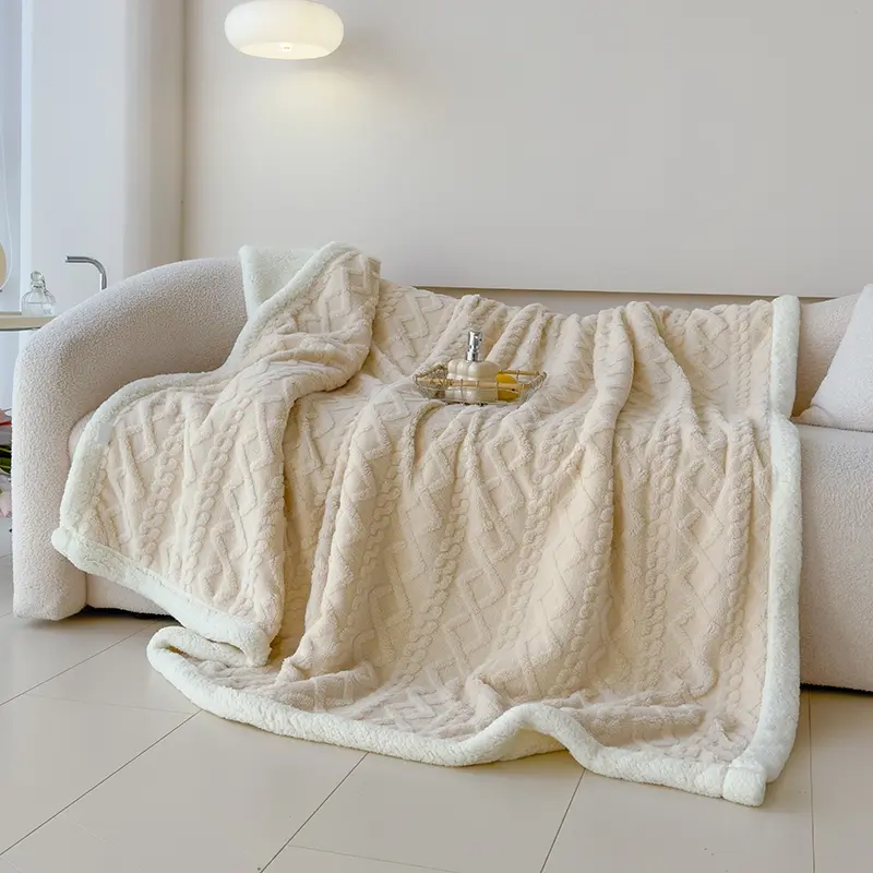Plaid Velvet Lamb Fleece Blanket, Double-Sided Thick Warm, Chunky Blanket, Winter Sofa Use, Student Dorm Nap Cover, Cozy and Comfortable