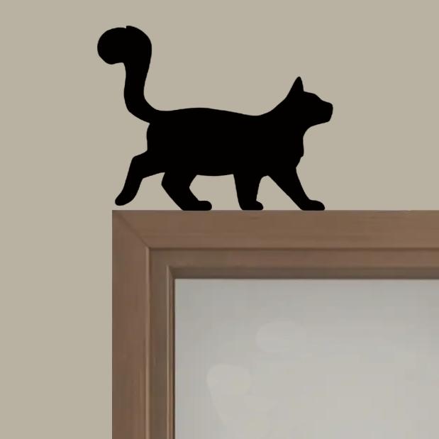 Wooden Walking Cat Door Frame Decor, Wall Art for Home Decoration, Irregular Shape Panel, Easy to Install, Perfect for Festive Decor