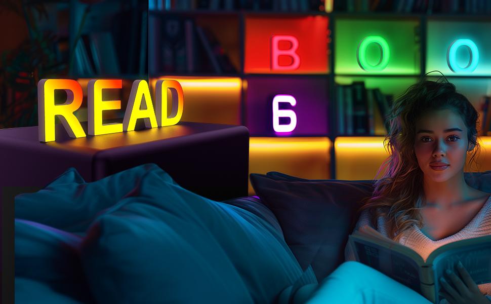 Light Up Letters Marquee Letter - Sync RGB Color Changing LED Lights Letter Logo Game Lights for Girls Birthday Christmas Valentine's Day Wall Desktop Decoration (MRGB-C)