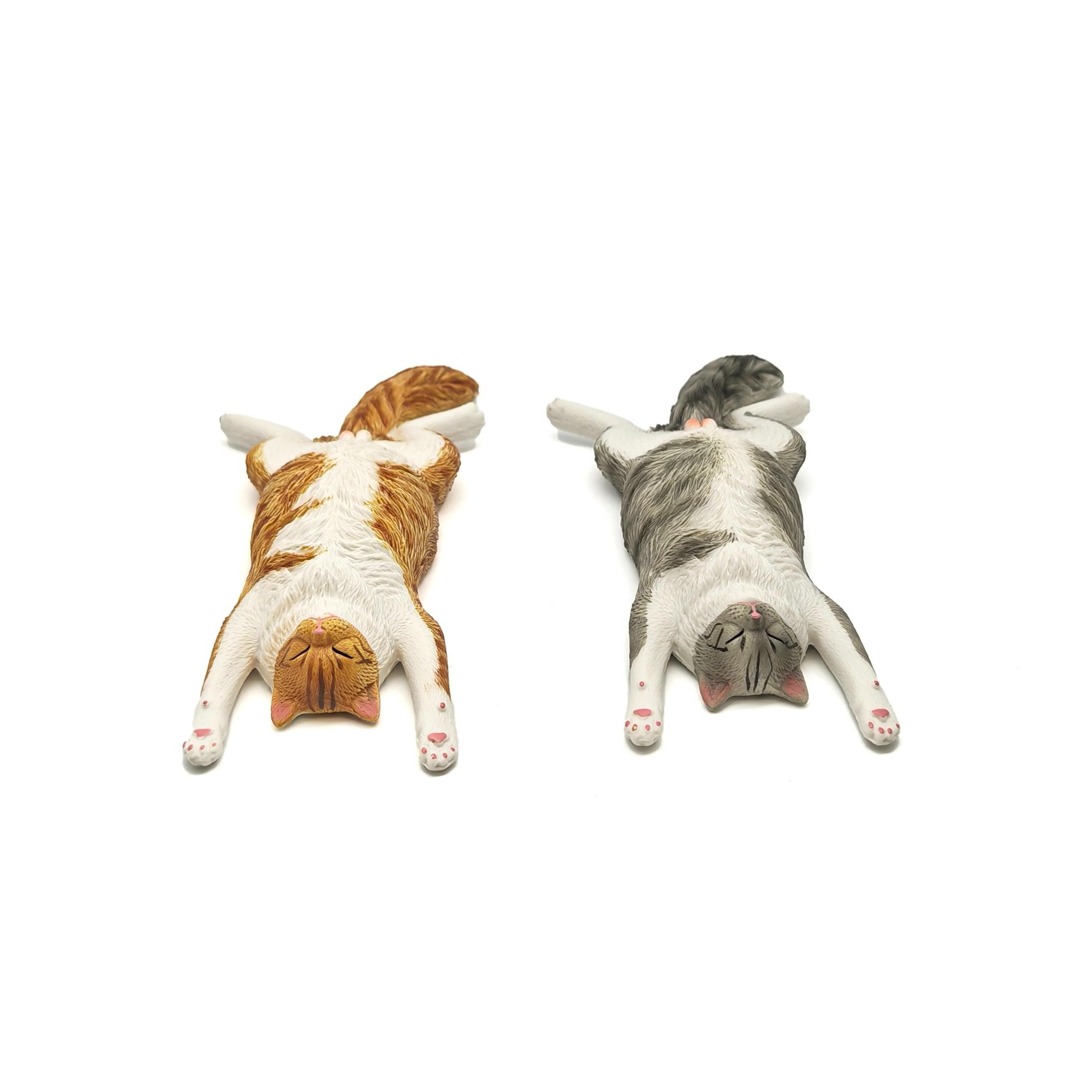 Cat Animal Model Statue Decorative Figurine for Home Decoration and Collection, Garden Office Desktop Bonsai Ornament