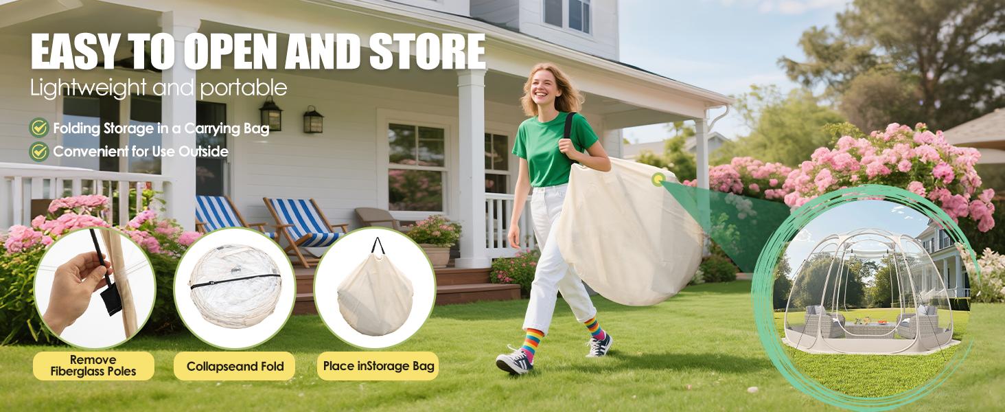 8-14 Person Pop-up Bubble Tent with Waterproof Roof & Vent Windows – 10ft-12ft Camping Shelters, Outdoor Garden Dome Igloo with 0.15mm Clear PVC, 540 °   Transparent Screen Room for Patio, Backyard