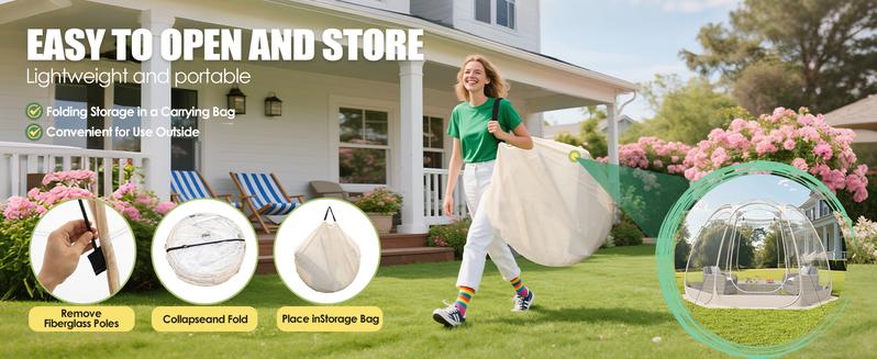 8-14 Person Pop-up Bubble Tent with Waterproof Roof & Vent Windows – 10ft-12ft Camping Shelters, Outdoor Garden Dome Igloo with 0.15mm Clear PVC, 540 °   Transparent Screen Room for Patio, Backyard