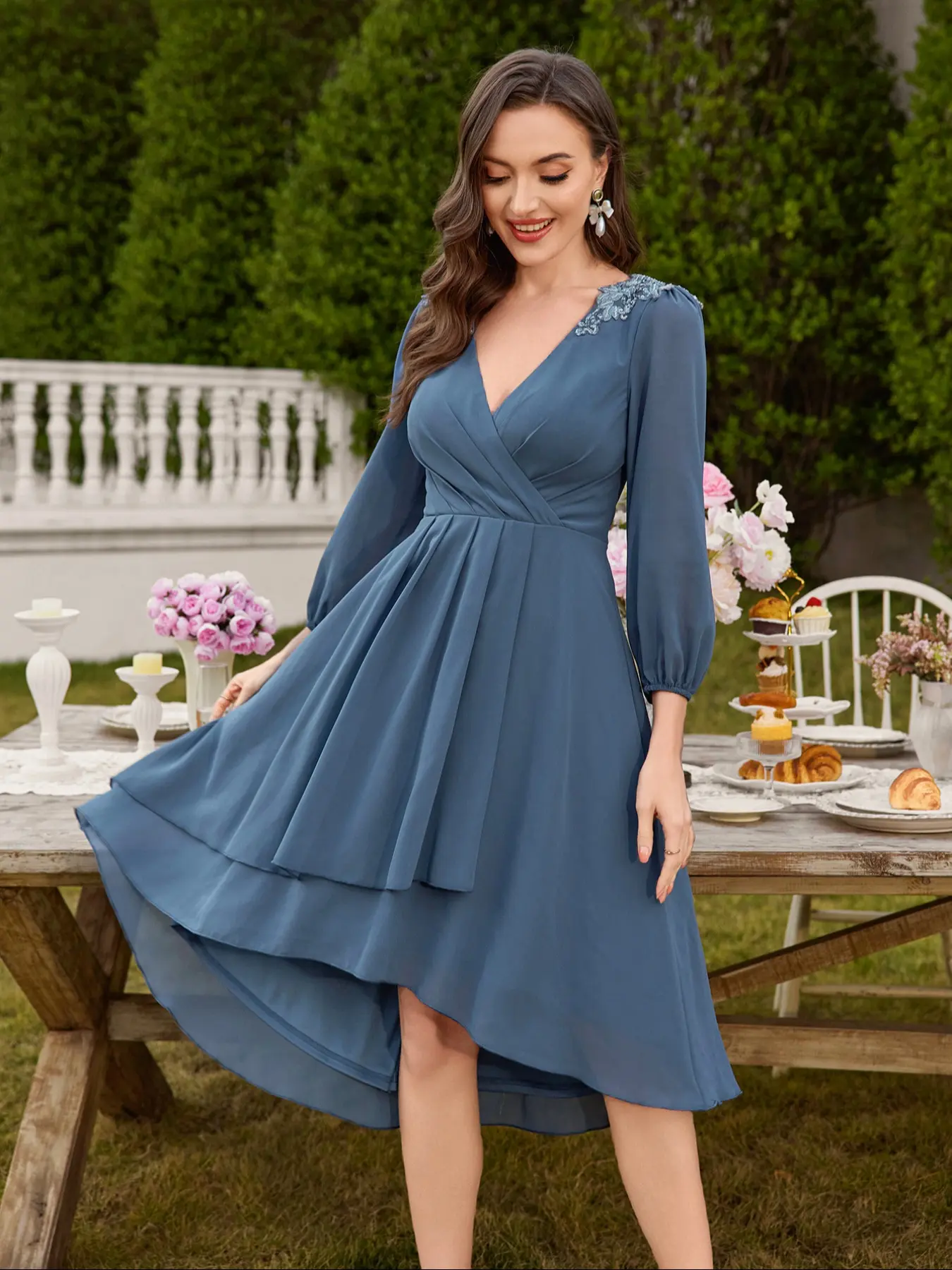 what length is a formal dress Navy Blue One-Shoulder Evening - Size 18 Q3c main image 0