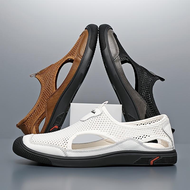 Men's new summer fashion sandals, mesh breathable casual sports shoes, trendy versatile non-slip wear-resistant comfortable trendy shoes, outdoor simple hiking shoes